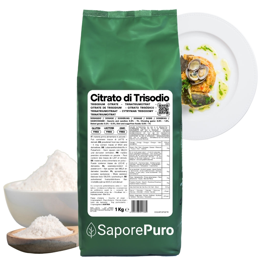 Citrato di Trisodio - E331iii - Regolatore di acidità alimentare - SaporePuro